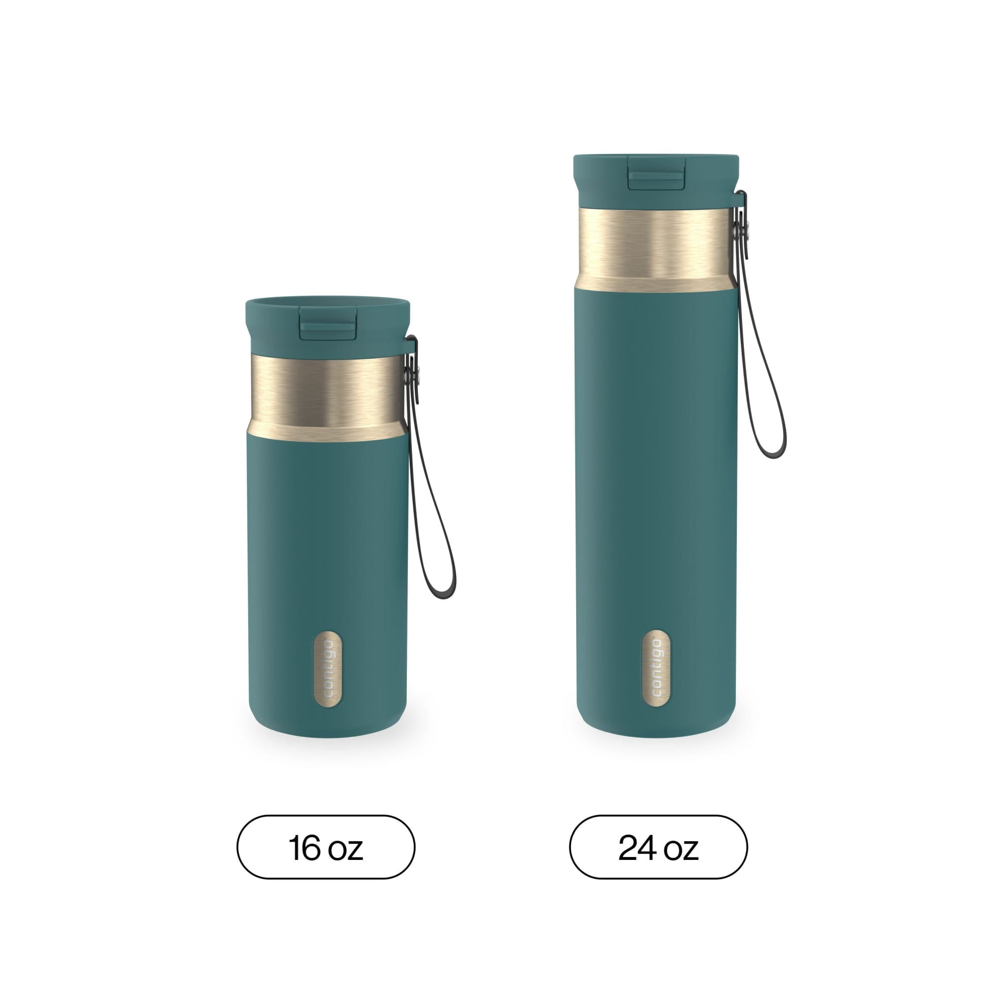Contigo SnapSeal 16 oz Leakproof Stainless Steel Water Bottle with Carrying Strap M48A