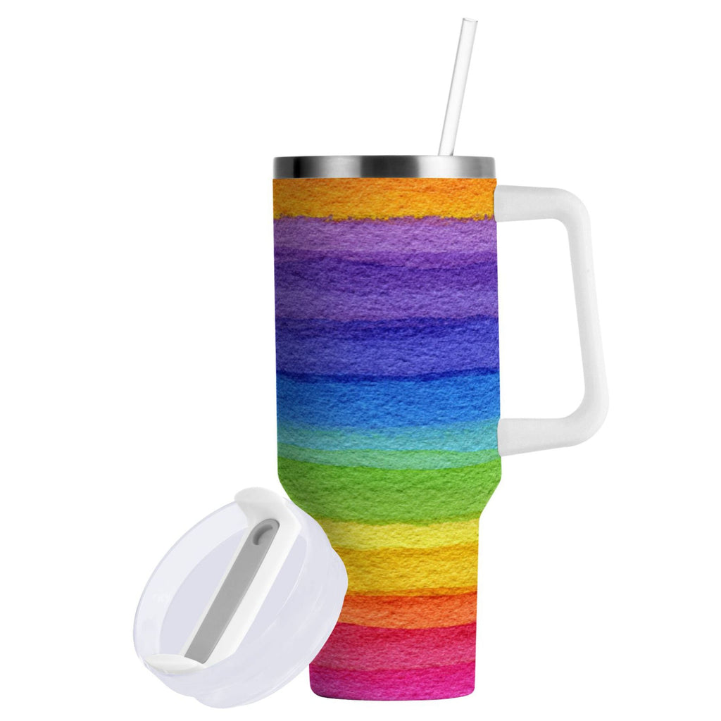 30 oz Insulated Stainless Steel Tumbler Double Wall Stainless Steel Tumbler with 2-Way Drinking Watercolor Rainbow Colors M448U