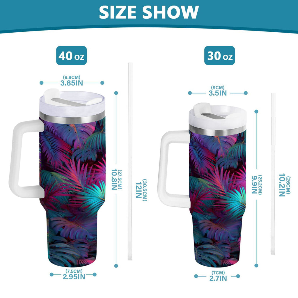30 oz Insulated Stainless Steel Tumbler Double Wall Stainless Steel Tumbler with 2-Way Drinking Vibrant and Shimmering Jungle M470W
