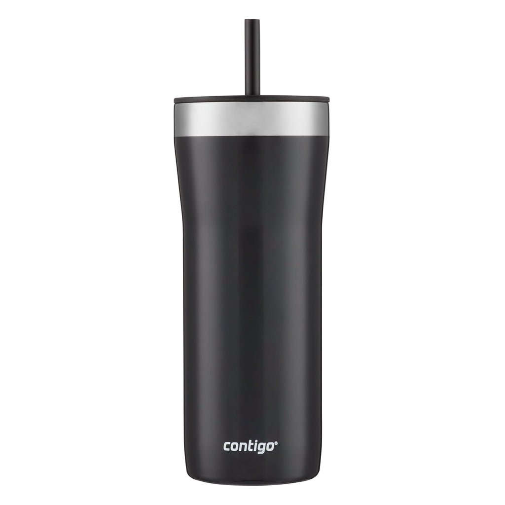 Contigo Streeterville Stainless Steel Tumbler with Plastic Straw and Splash-Proof Lid, Licorice, 32 fl. oz M122K