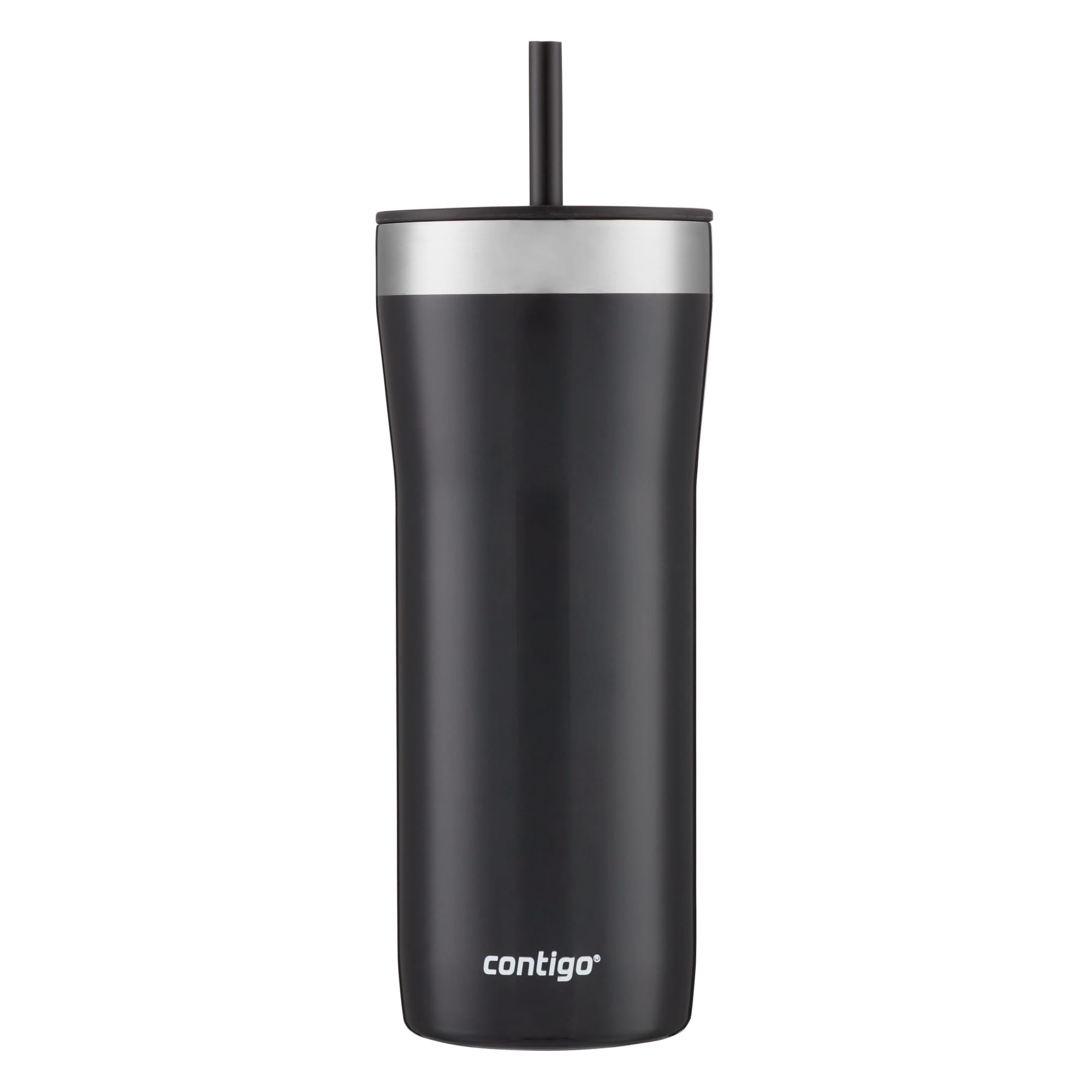 Contigo Streeterville Stainless Steel Tumbler with Plastic Straw and Splash-Proof Lid, Licorice, 32 fl. oz M122K