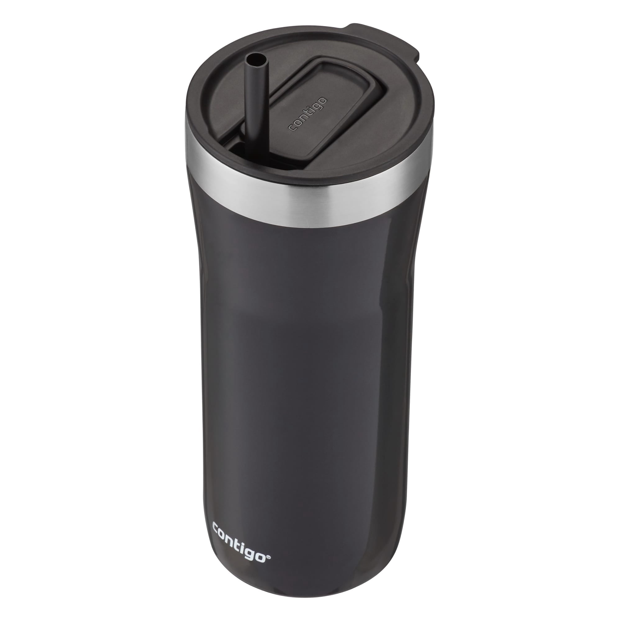 Contigo Streeterville Stainless Steel Tumbler with Plastic Straw and Splash-Proof Lid, Licorice, 32 fl. oz M122K