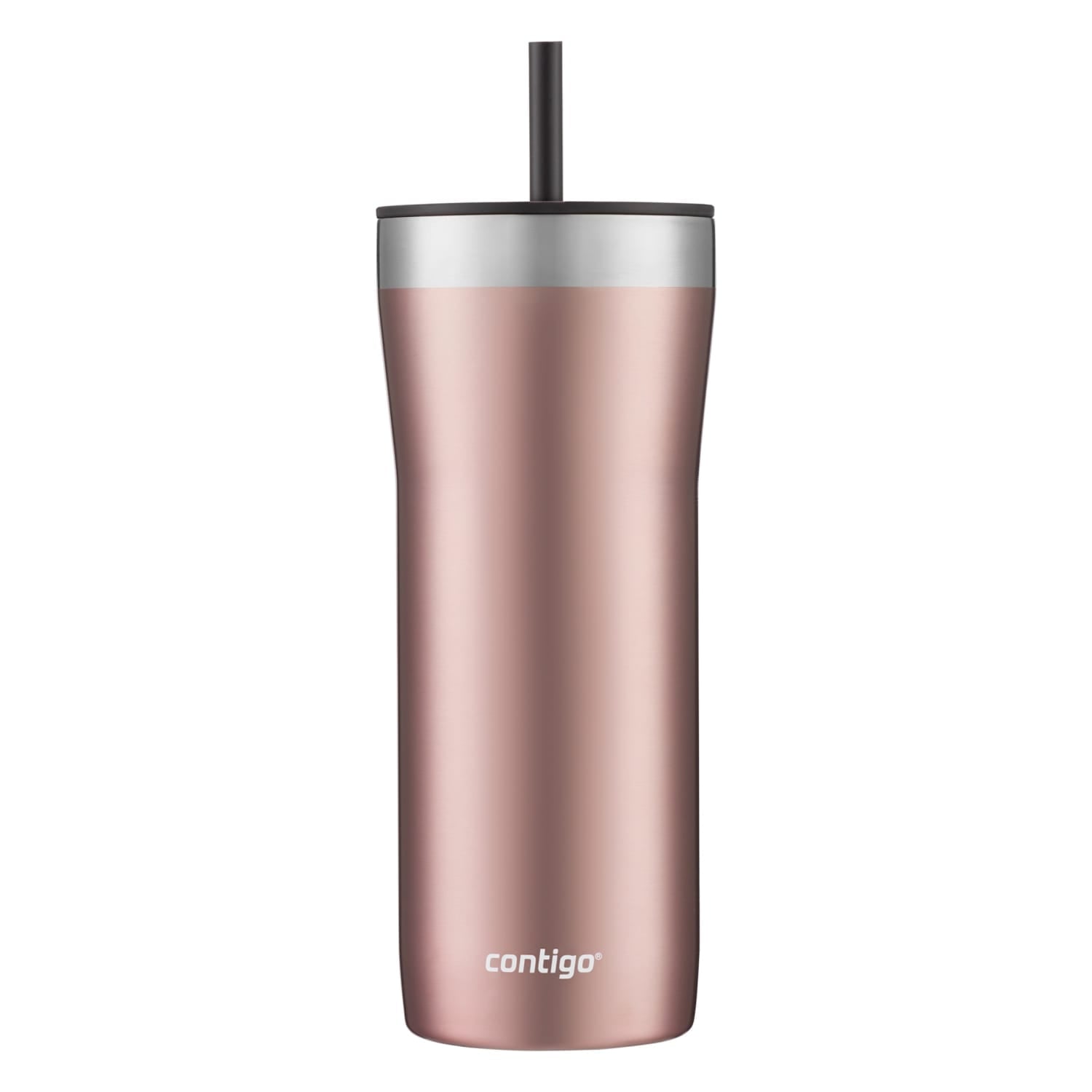 Contigo Streeterville Stainless Steel Tumbler with Plastic Straw and Splash-Proof Lid, Licorice, 32 fl. oz M122K