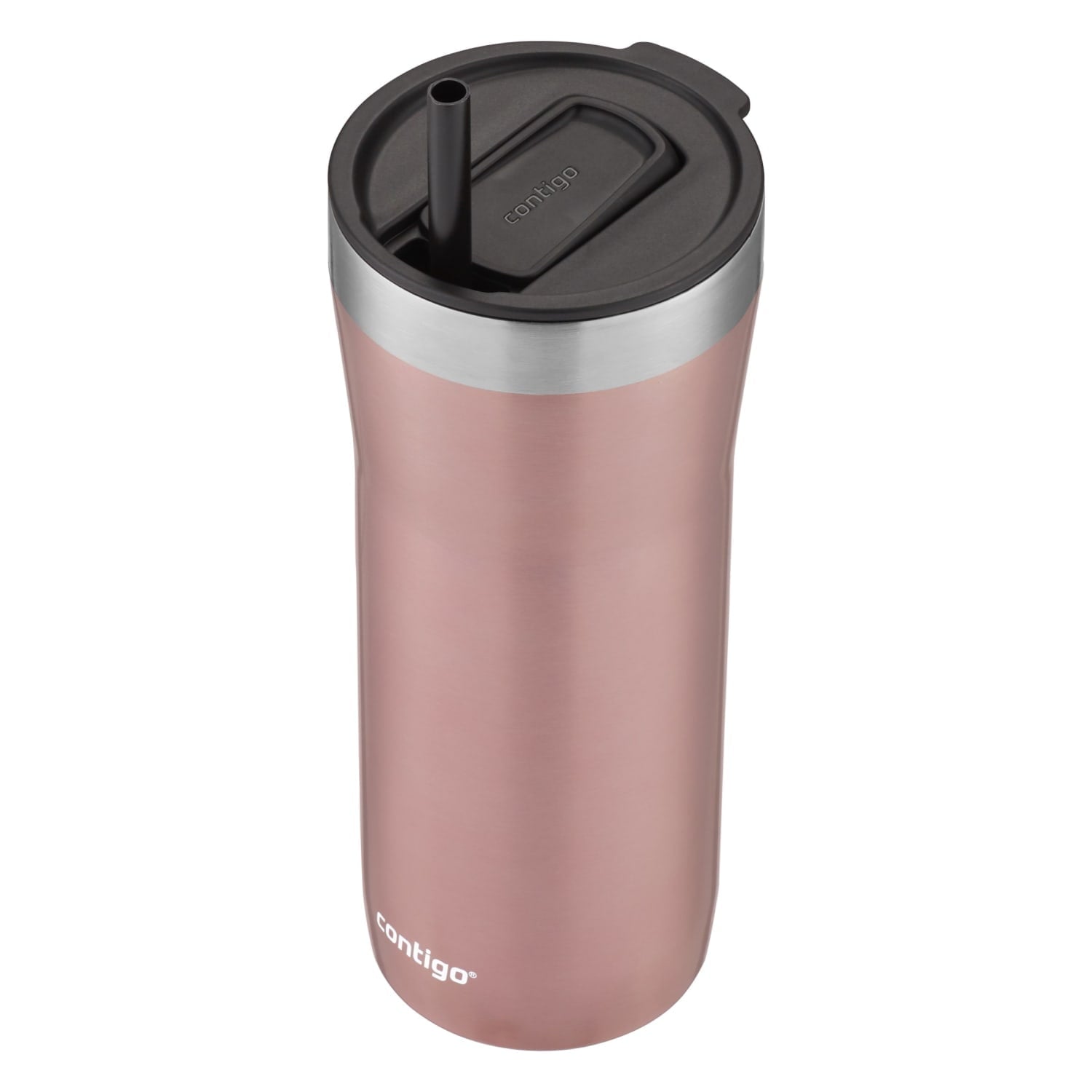 Contigo Streeterville Stainless Steel Tumbler with Plastic Straw and Splash-Proof Lid, Licorice, 32 fl. oz M122K