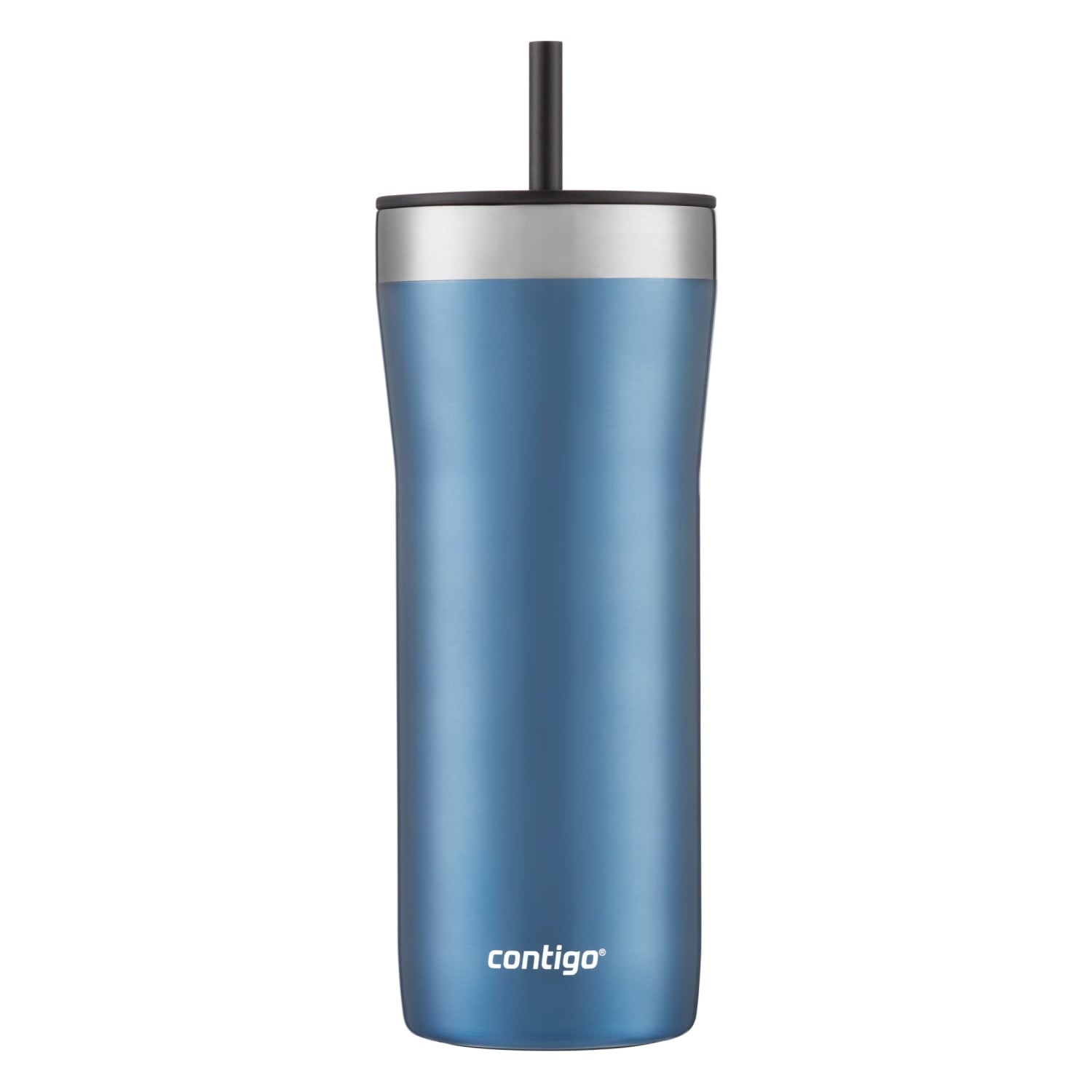Contigo Streeterville Stainless Steel Tumbler with Plastic Straw and Splash-Proof Lid, Licorice, 32 fl. oz M122K