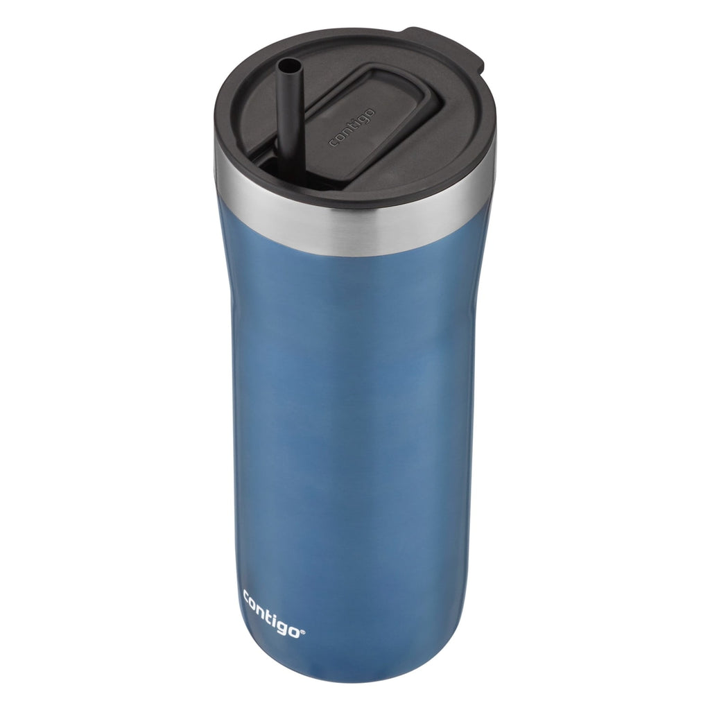 Contigo Streeterville Stainless Steel Tumbler with Plastic Straw and Splash-Proof Lid, Licorice, 32 fl. oz M122K