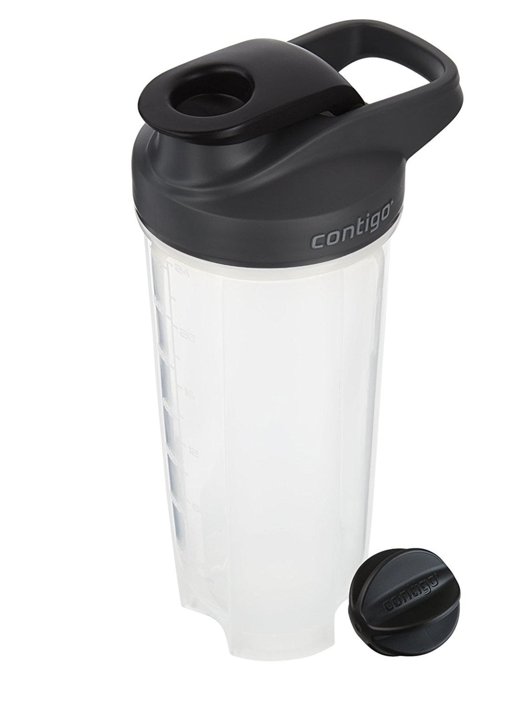 Contigo Shake &amp; Go Fit 28 oz Black and Clear Shaker Bottle with Flip-Top and Wide Mouth Lid M111M