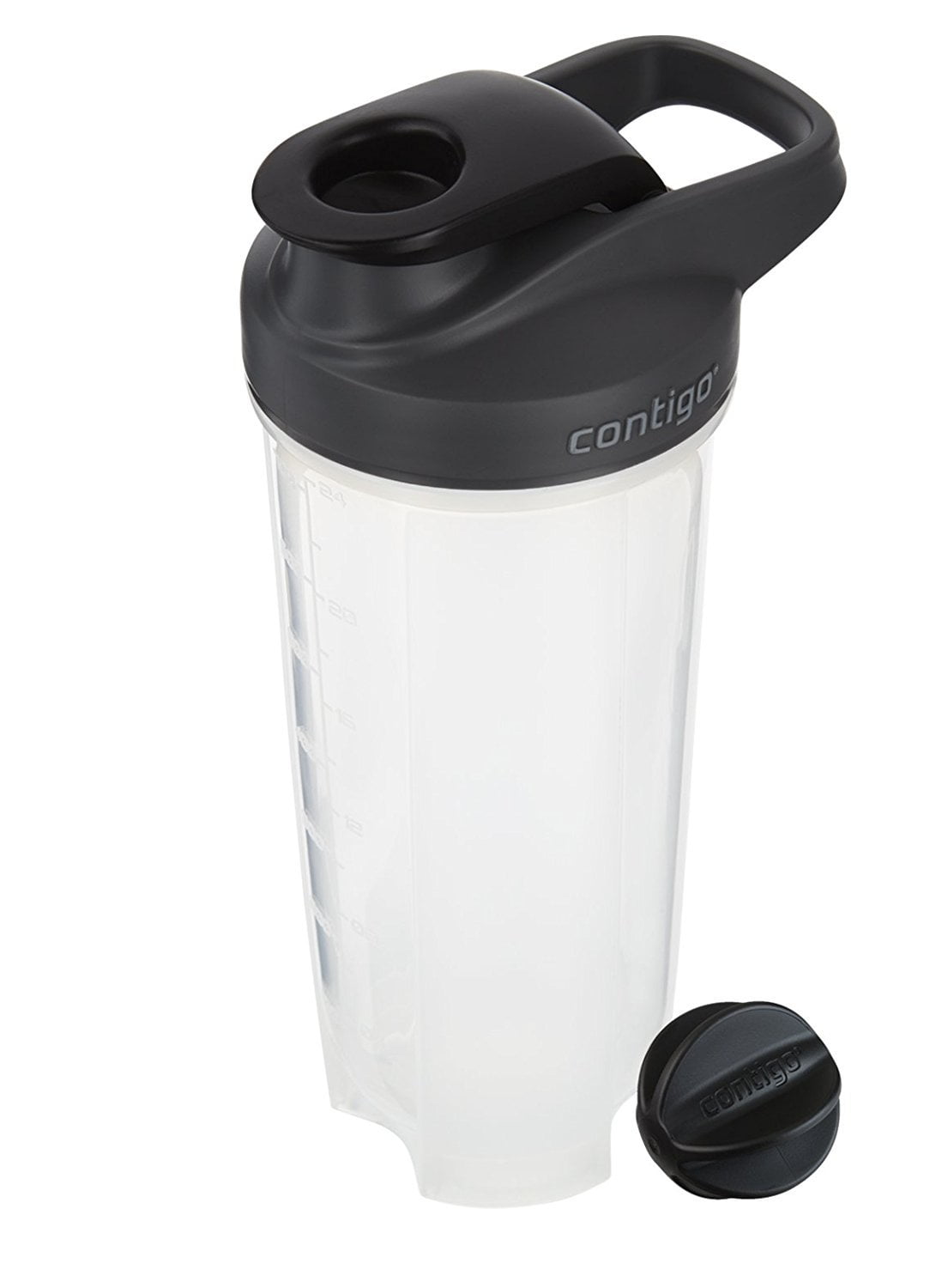 Contigo Shake &amp; Go Fit 28 oz Black and Clear Shaker Bottle with Flip-Top and Wide Mouth Lid M111M