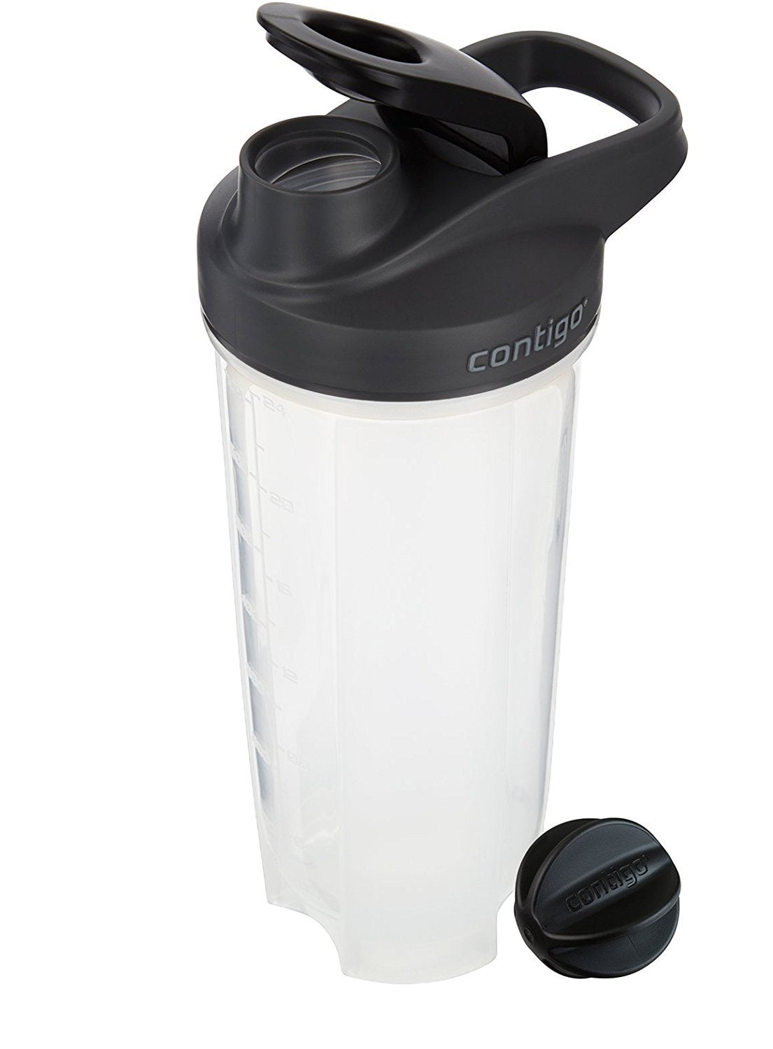 Contigo Shake &amp; Go Fit 28 oz Black and Clear Shaker Bottle with Flip-Top and Wide Mouth Lid M111M
