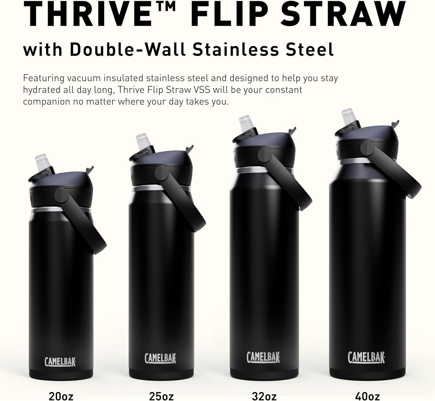 CamelBak Thrive™ Flip Straw Insulated Stainless Steel Water Bottle, 20oz, Moss M363U