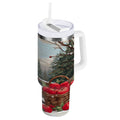 30 oz Insulated Stainless Steel Tumbler Double Wall Stainless Steel Tumbler with 2-Way Drinking Apples and Baskets M529K