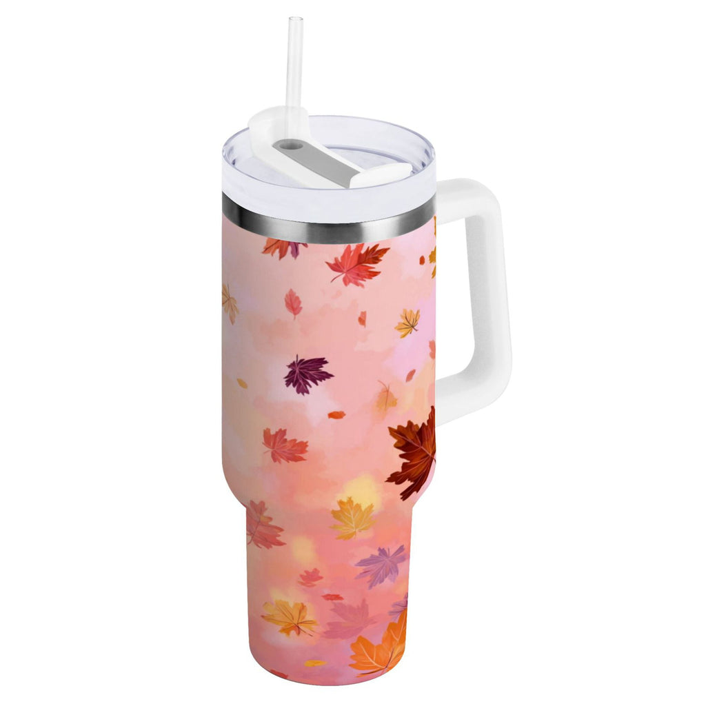 30 oz Insulated Stainless Steel Tumbler Double Wall Stainless Steel Tumbler with 2-Way Drinking Autumn Leaves Falling M588S