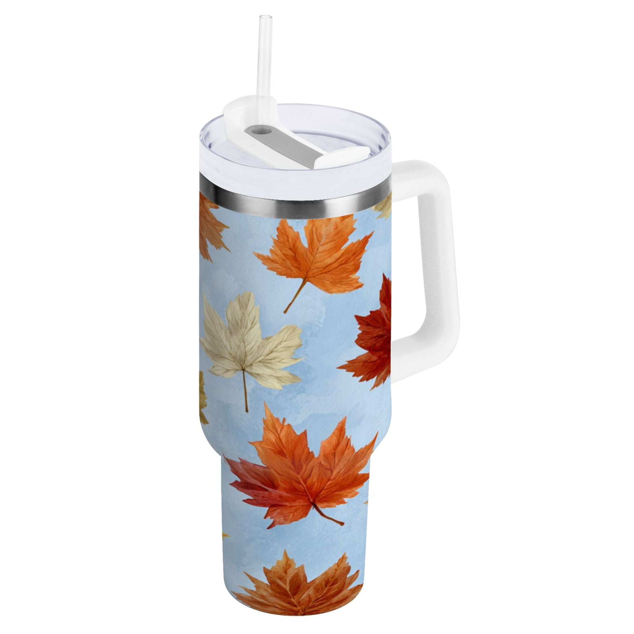 30 oz Insulated Stainless Steel Tumbler Double Wall Stainless Steel Tumbler with 2-Way Drinking Autumn Maple Leaves M641D