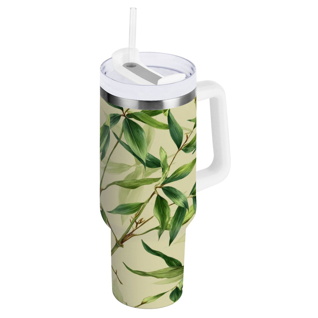 30 oz Insulated Stainless Steel Tumbler Double Wall Stainless Steel Tumbler with 2-Way Drinking Bamboo Pattern M558R