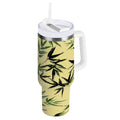 30 oz Insulated Stainless Steel Tumbler Double Wall Stainless Steel Tumbler with 2-Way Drinking Bamboo and Green Leaves M633V