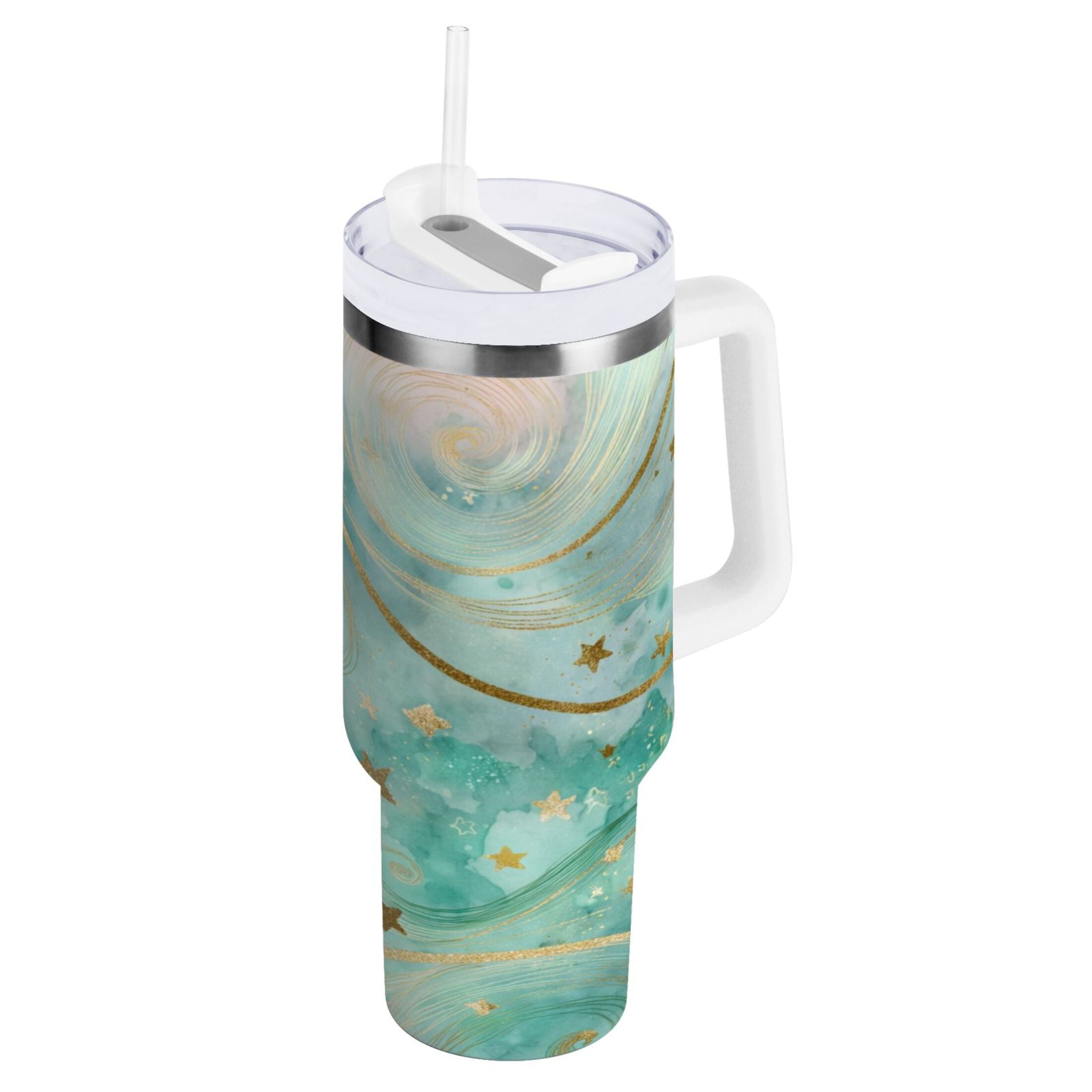 30 oz Insulated Stainless Steel Tumbler Double Wall Stainless Steel Tumbler with 2-Way Drinking Beautiful Swirling Lines M509S