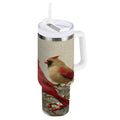 30 oz Insulated Stainless Steel Tumbler Double Wall Stainless Steel Tumbler with 2-Way Drinking Bird and Snow-covered Trees M615U