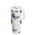 30 oz Insulated Stainless Steel Tumbler Double Wall Stainless Steel Tumbler with 2-Way Drinking Blue Watercolor Butterflies M572Q