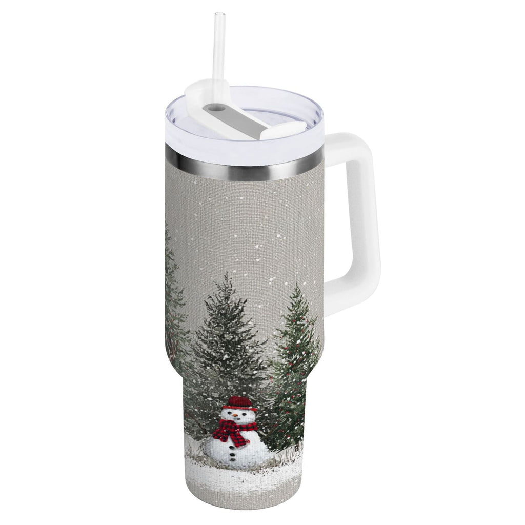 30 oz Insulated Stainless Steel Tumbler Double Wall Stainless Steel Tumbler with 2-Way Drinking Christmas Deer and Snowmen M619R