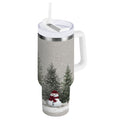 30 oz Insulated Stainless Steel Tumbler Double Wall Stainless Steel Tumbler with 2-Way Drinking Christmas Deer and Snowmen M619R