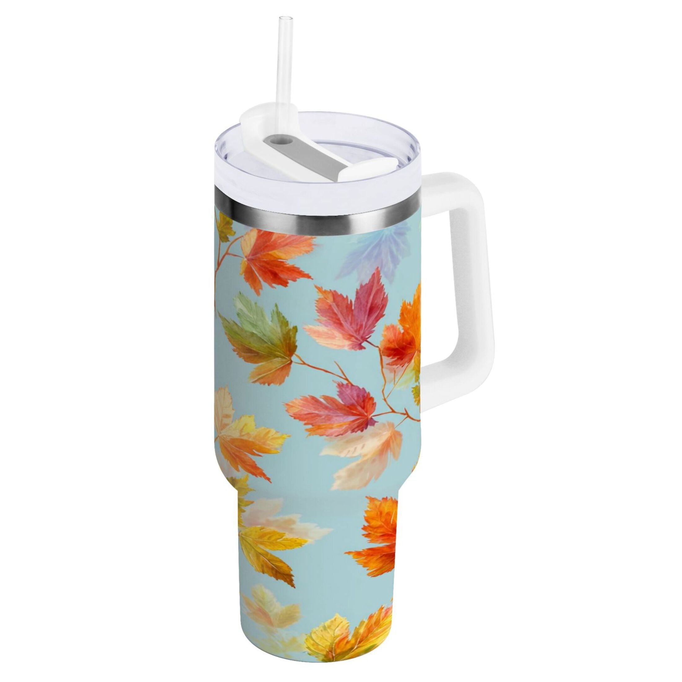 30 oz Insulated Stainless Steel Tumbler Double Wall Stainless Steel Tumbler with 2-Way Drinking Colorful Autumn Maple Leaves M616H