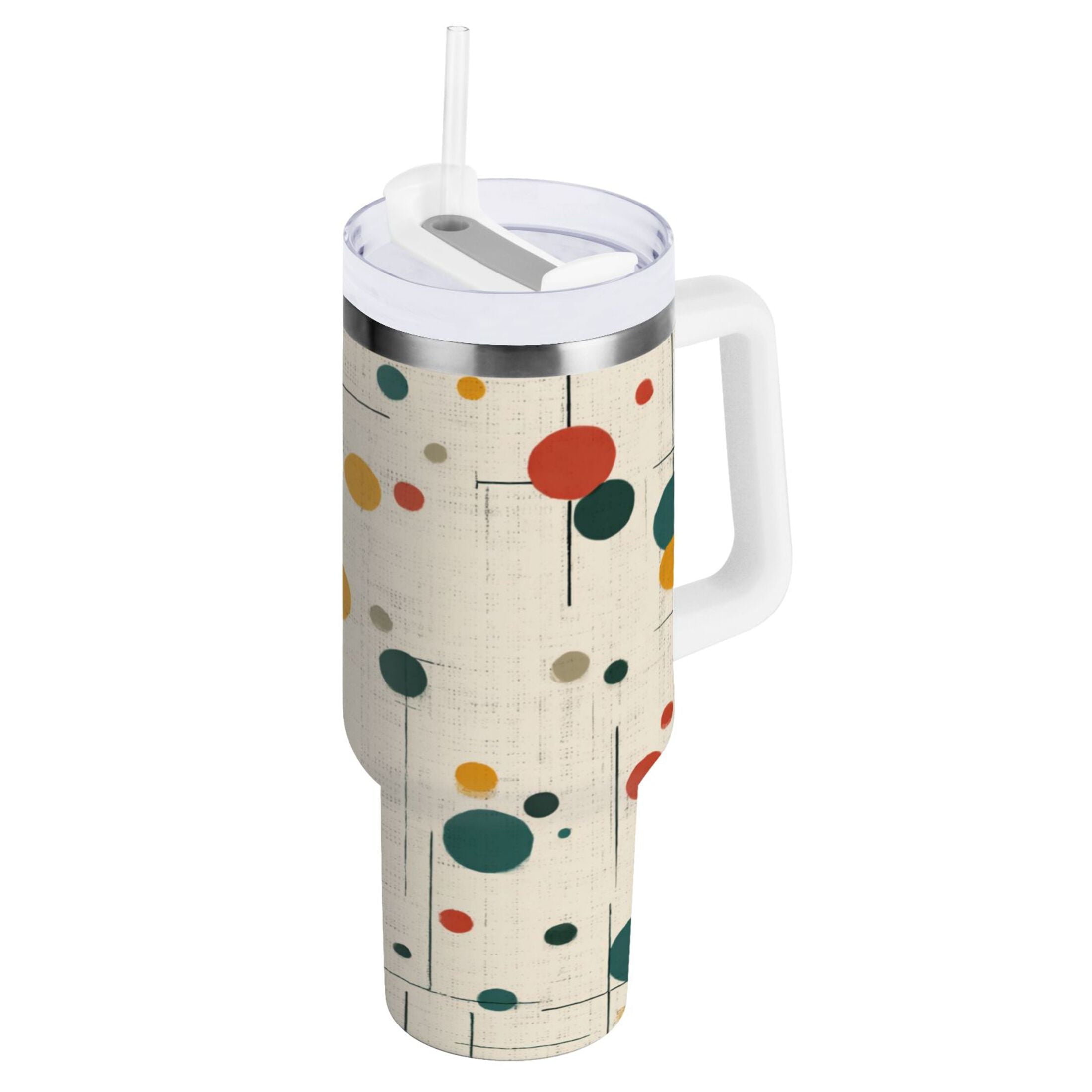 30 oz Insulated Stainless Steel Tumbler Double Wall Stainless Steel Tumbler with 2-Way Drinking Colorful Dots and Lines M646C