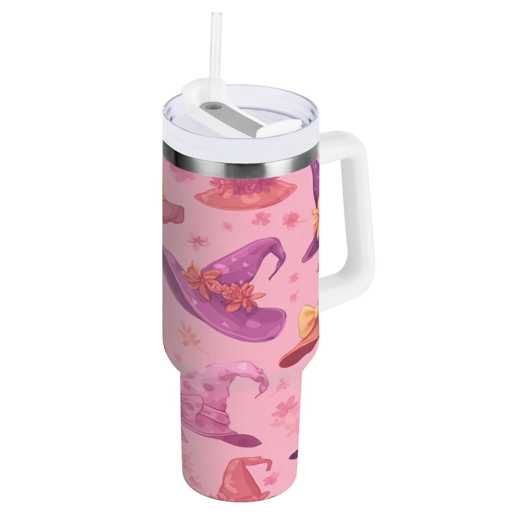 30 oz Insulated Stainless Steel Tumbler Double Wall Stainless Steel Tumbler with 2-Way Drinking Colorful Hat Pattern M543H