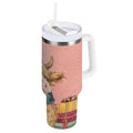 30 oz Insulated Stainless Steel Tumbler Double Wall Stainless Steel Tumbler with 2-Way Drinking Cow Wearing Scarf and Hat M663H
