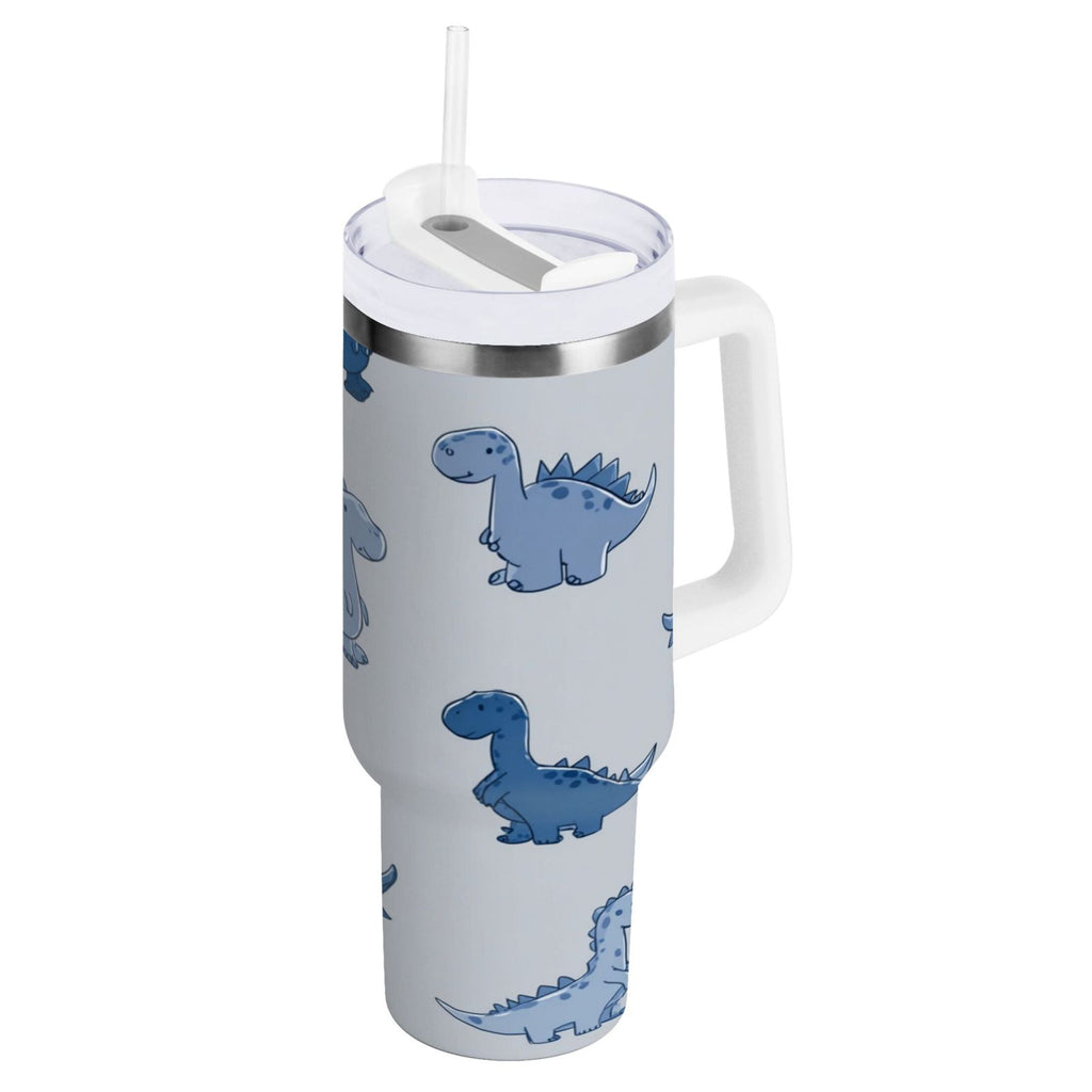 30 oz Insulated Stainless Steel Tumbler Double Wall Stainless Steel Tumbler with 2-Way Drinking Cute Blue Dinosaurs M580Z