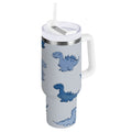 30 oz Insulated Stainless Steel Tumbler Double Wall Stainless Steel Tumbler with 2-Way Drinking Cute Blue Dinosaurs M580Z