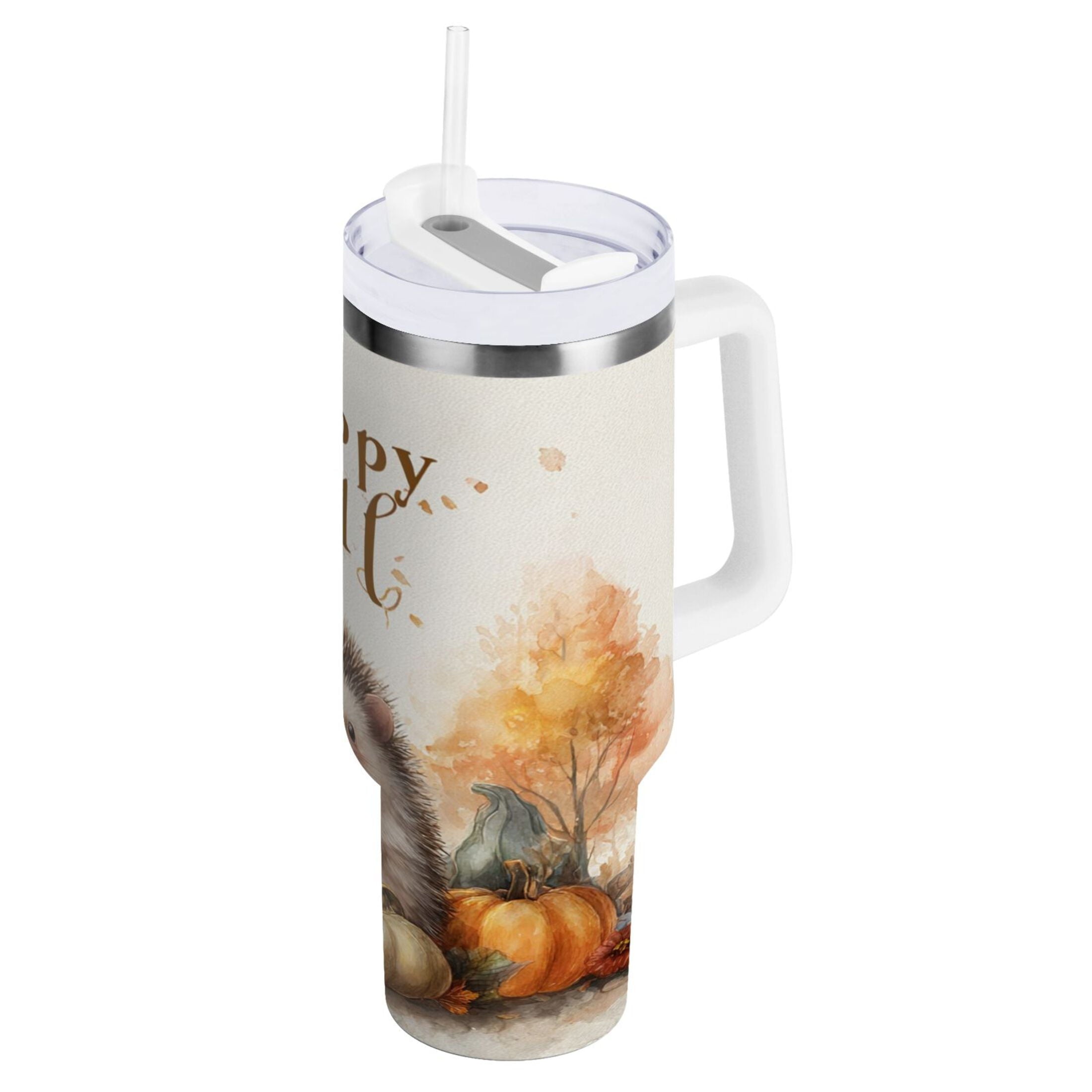 30 oz Insulated Stainless Steel Tumbler Double Wall Stainless Steel Tumbler with 2-Way Drinking Cute Little Hedgehog M625J