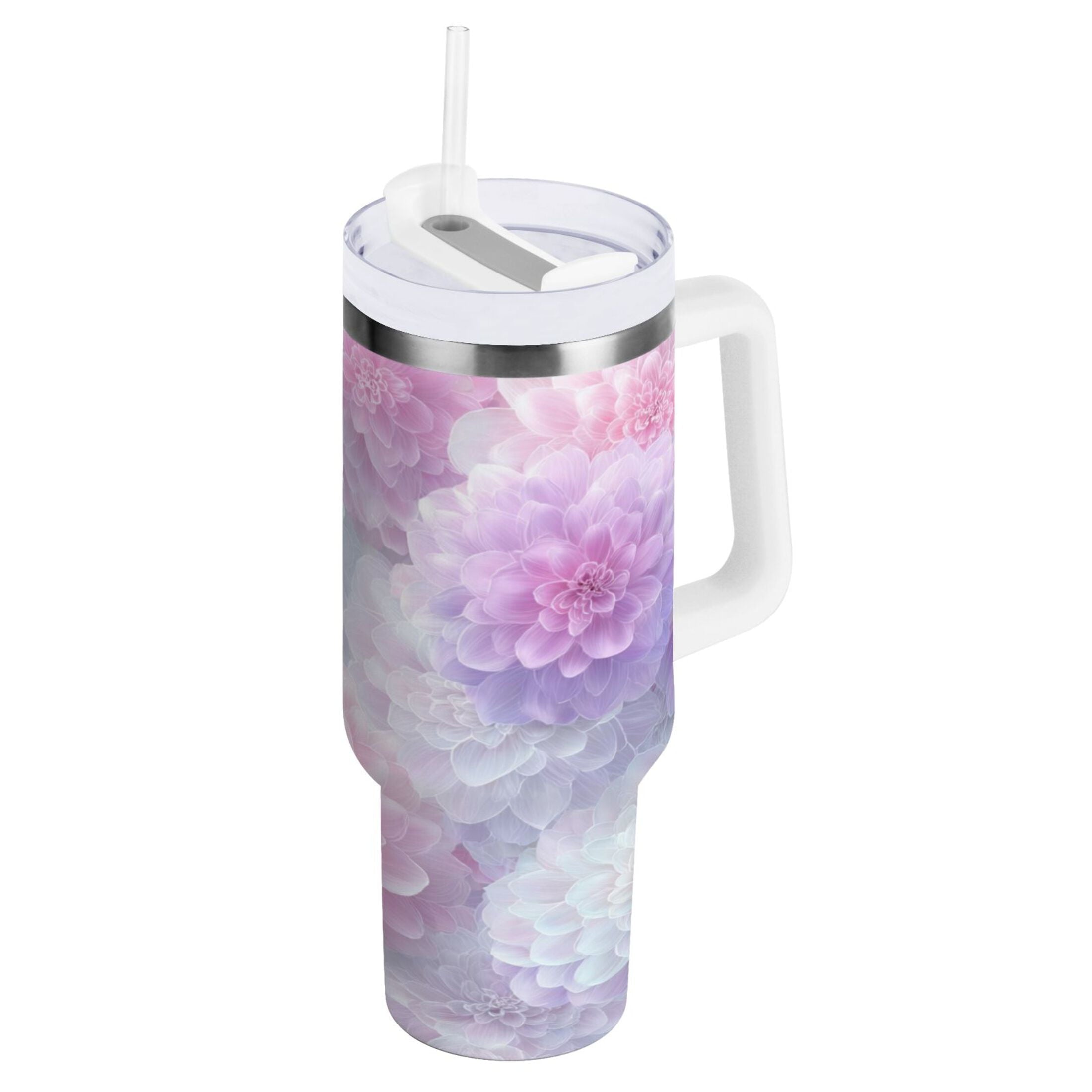 30 oz Insulated Stainless Steel Tumbler Double Wall Stainless Steel Tumbler with 2-Way Drinking Cute Pastel Watercolor Floral M578H