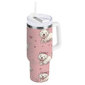 30 oz Insulated Stainless Steel Tumbler Double Wall Stainless Steel Tumbler with 2-Way Drinking Dogs Wearing Bows M659W