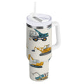 30 oz Insulated Stainless Steel Tumbler Double Wall Stainless Steel Tumbler with 2-Way Drinking Engineering Vehicle Pattern M653J