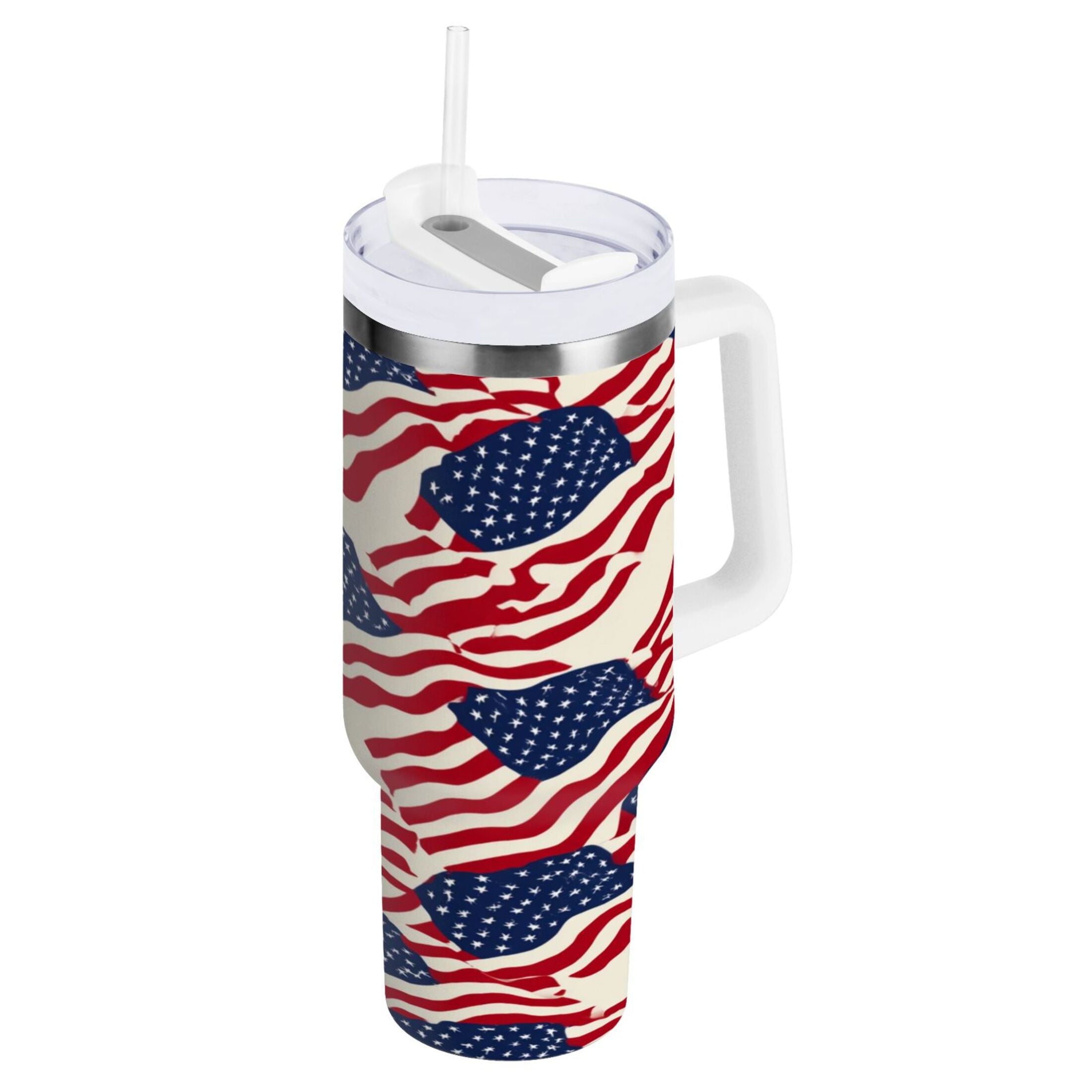 40 oz Insulated Stainless Steel Tumbler Double Wall Stainless Steel Tumbler with 2-Way Drinking Flags Abstract Design M607U
