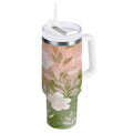 30 oz Insulated Stainless Steel Tumbler Double Wall Stainless Steel Tumbler with 2-Way Drinking Gradient Elegant Floral M471X