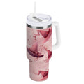 30 oz Insulated Stainless Steel Tumbler Double Wall Stainless Steel Tumbler with 2-Way Drinking Hats with Delicate Bows M679A