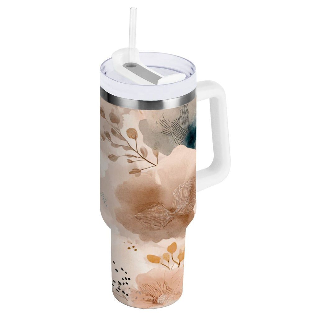 30 oz Insulated Stainless Steel Tumbler Double Wall Stainless Steel Tumbler with 2-Way Drinking Hazy Ethereal Flowers M445Z