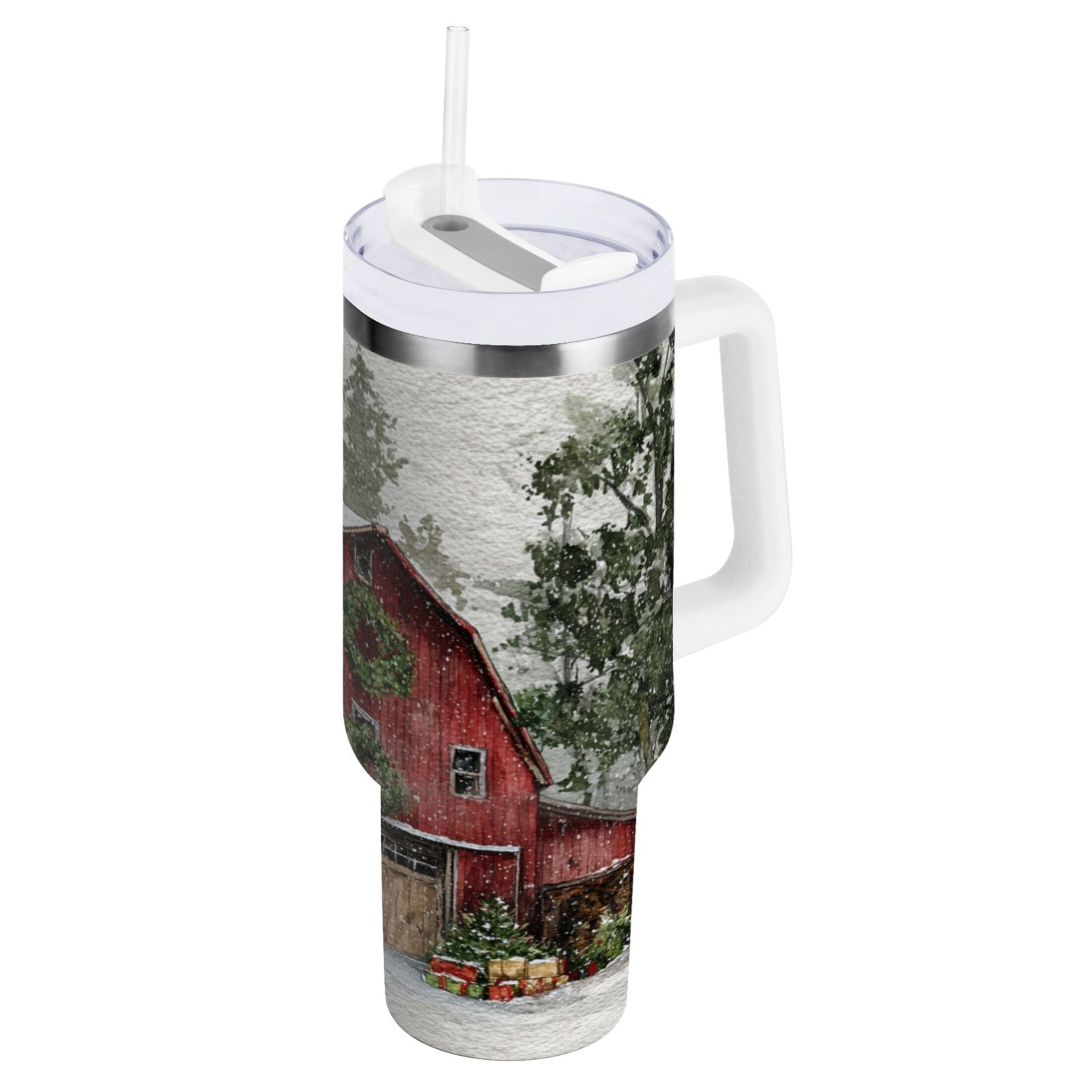 30 oz Insulated Stainless Steel Tumbler Double Wall Stainless Steel Tumbler with 2-Way Drinking Old Red Barn M592D