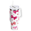 30 oz Insulated Stainless Steel Tumbler Double Wall Stainless Steel Tumbler with 2-Way Drinking Red and Pink Bows M595T