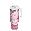 30 oz Insulated Stainless Steel Tumbler Double Wall Stainless Steel Tumbler with 2-Way Drinking Soft Pink Butterfly M561T