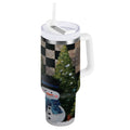 30 oz Insulated Stainless Steel Tumbler Double Wall Stainless Steel Tumbler with 2-Way Drinking Two Snowmen Pattern M501A