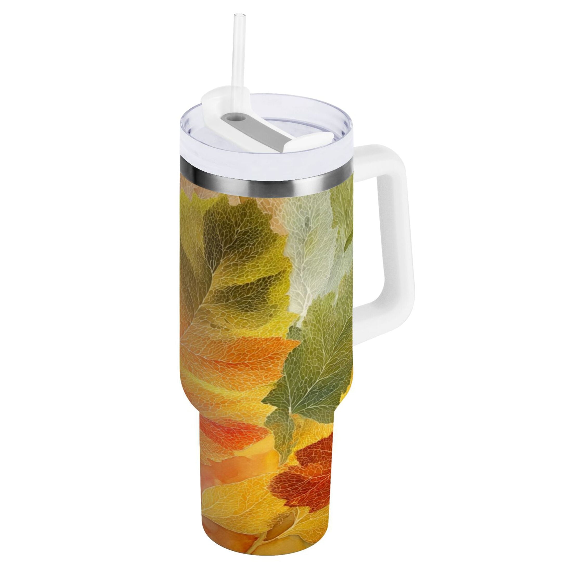 30 oz Insulated Stainless Steel Tumbler Double Wall Stainless Steel Tumbler with 2-Way Drinking Various Shades Autumn Leaves M590J
