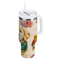 30 oz Insulated Stainless Steel Tumbler Double Wall Stainless Steel Tumbler with 2-Way Drinking Watercolor Animals Pattern M618F