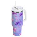 30 oz Insulated Stainless Steel Tumbler Double Wall Stainless Steel Tumbler with 2-Way Drinking Watercolor Bows Pattern M627Q