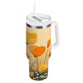 30 oz Insulated Stainless Steel Tumbler Double Wall Stainless Steel Tumbler with 2-Way Drinking Yellow Flowers on The Grass M594N