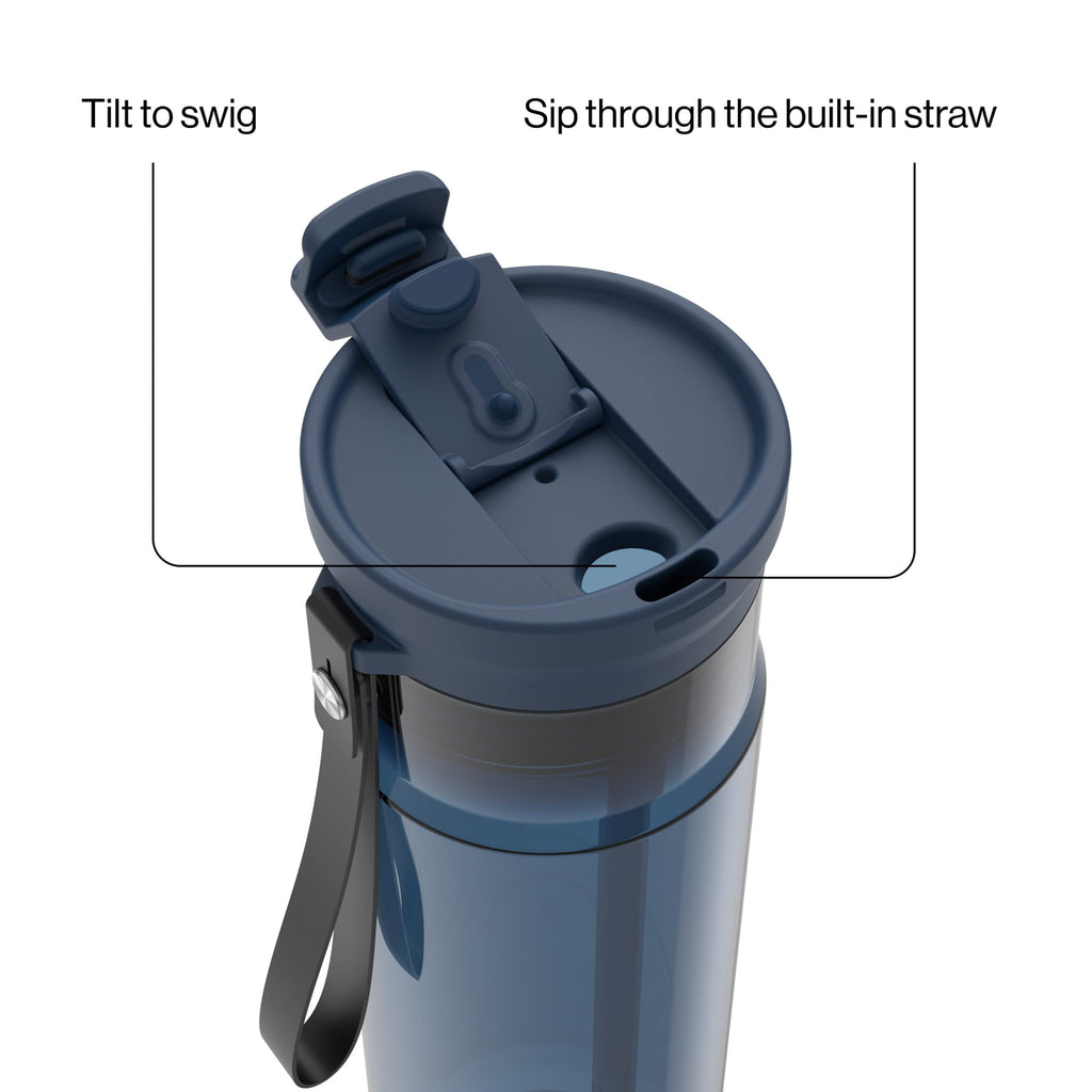 Contigo DualSip Leakproof Plastic Reusable Water Bottle with Carrying Strap, Cream/Clear, 28 oz M36W