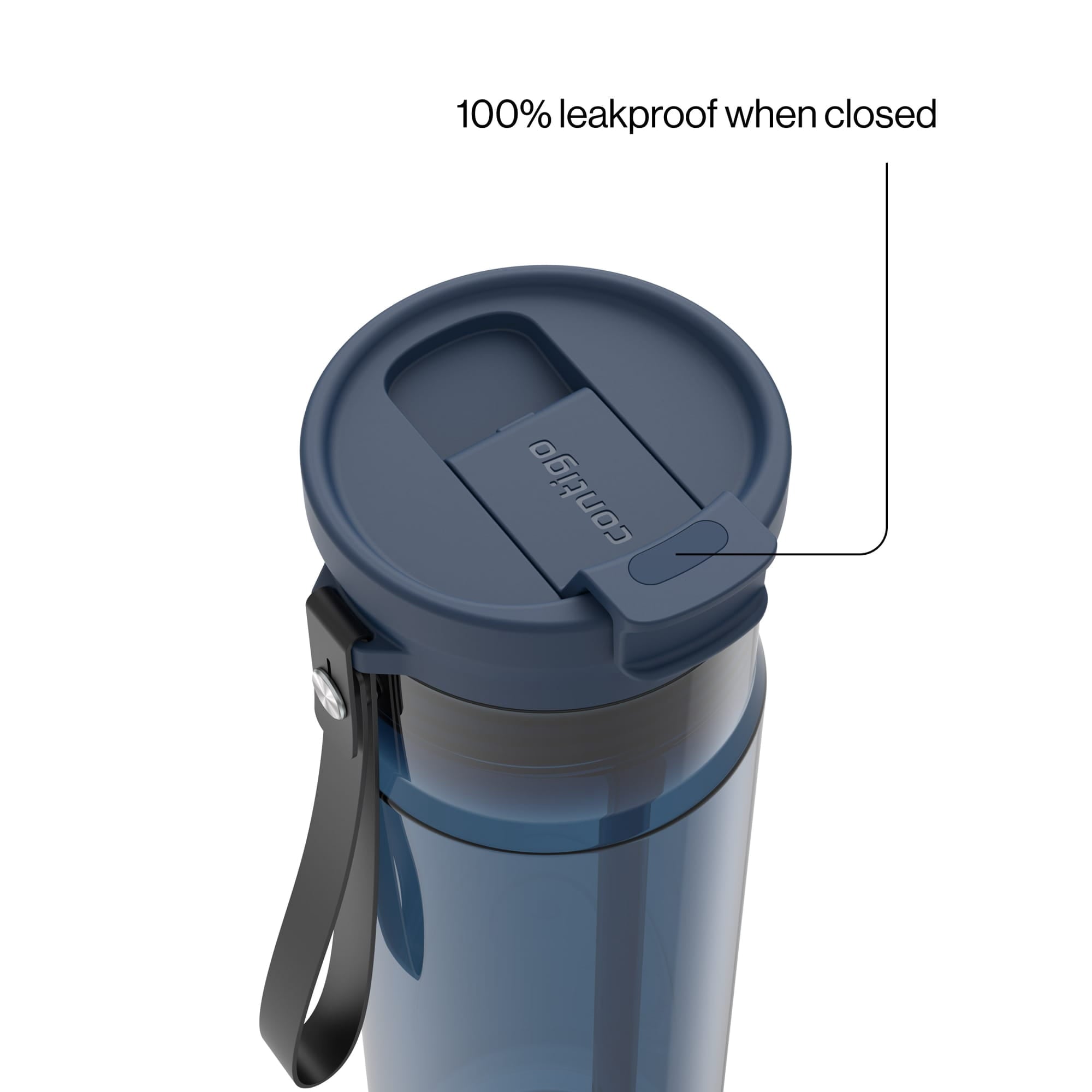 Contigo DualSip Leakproof Plastic Reusable Water Bottle with Carrying Strap, Cream/Clear, 28 oz M36W