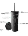 Simple Modern Insulated Black Panther 24oz  Tumbler W/Flip Lid and Straw Lid M436L
