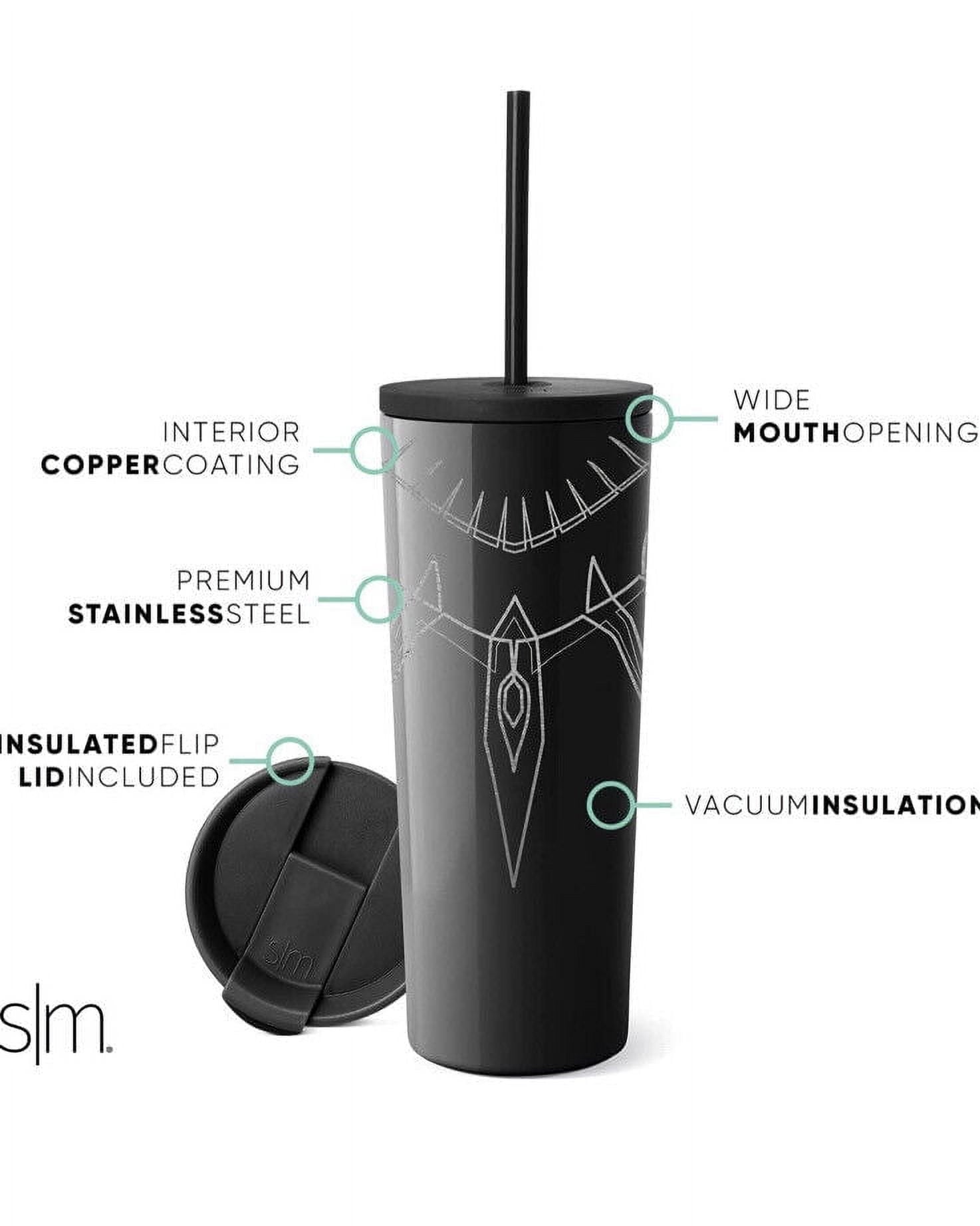 Simple Modern Insulated Black Panther 24oz  Tumbler W/Flip Lid and Straw Lid M436L